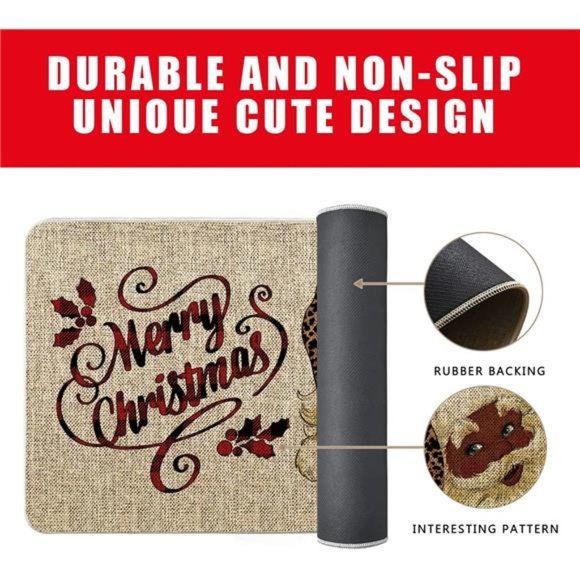 Christmas Door Mat Outdoor Rug Black Santa Doormat  Entrance Rug  17 x 27 Inch - Picture 6 of 6